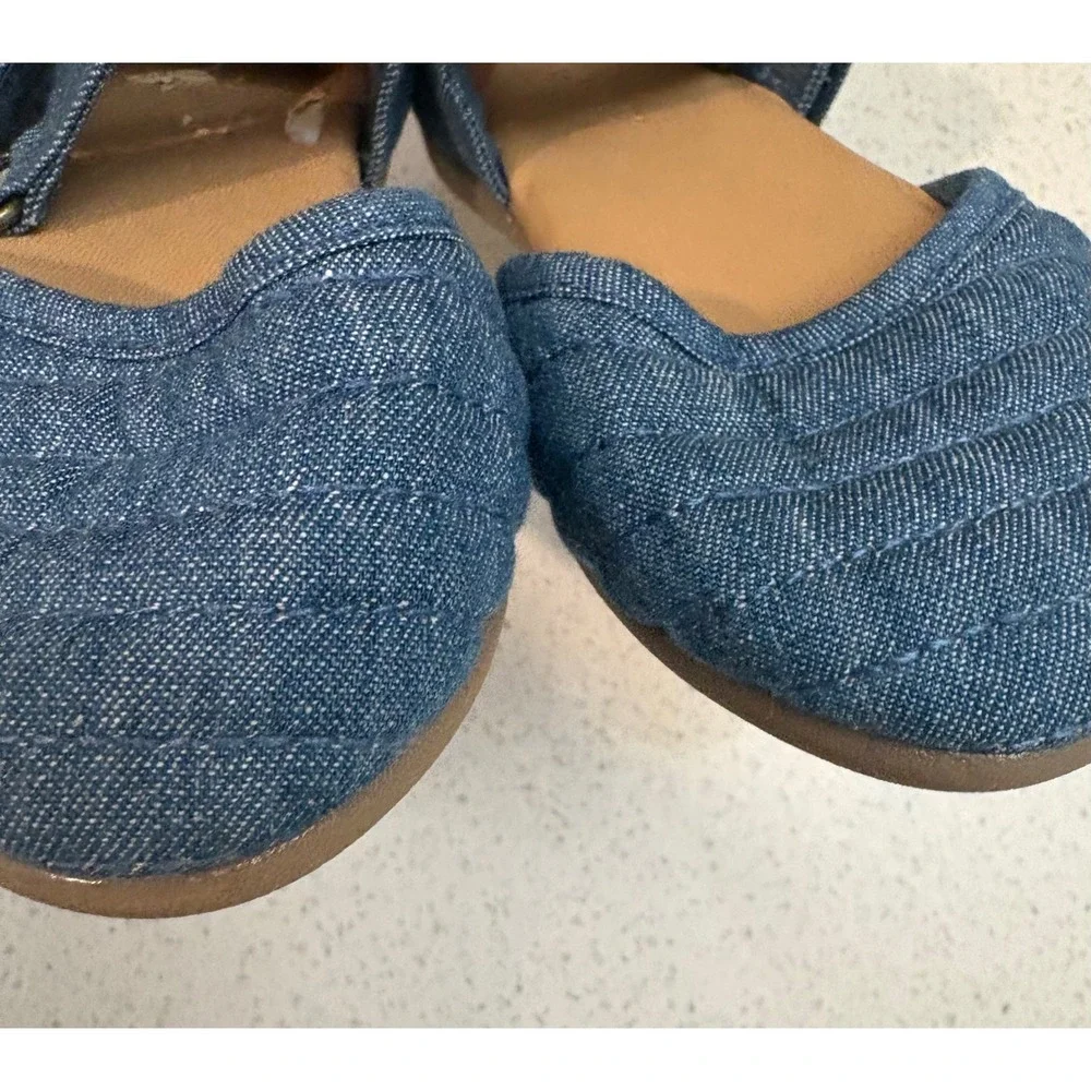 Old Navy Girls Toddler 8 Blue Denim Quilted Mary Jane Flats Shoes